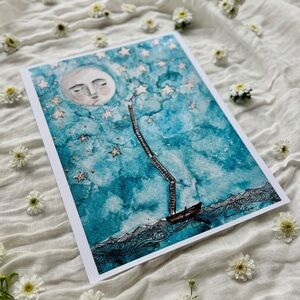 “Moon Thief” 8x10 High Quality Art Print by Emma Walters-The Wildflower …